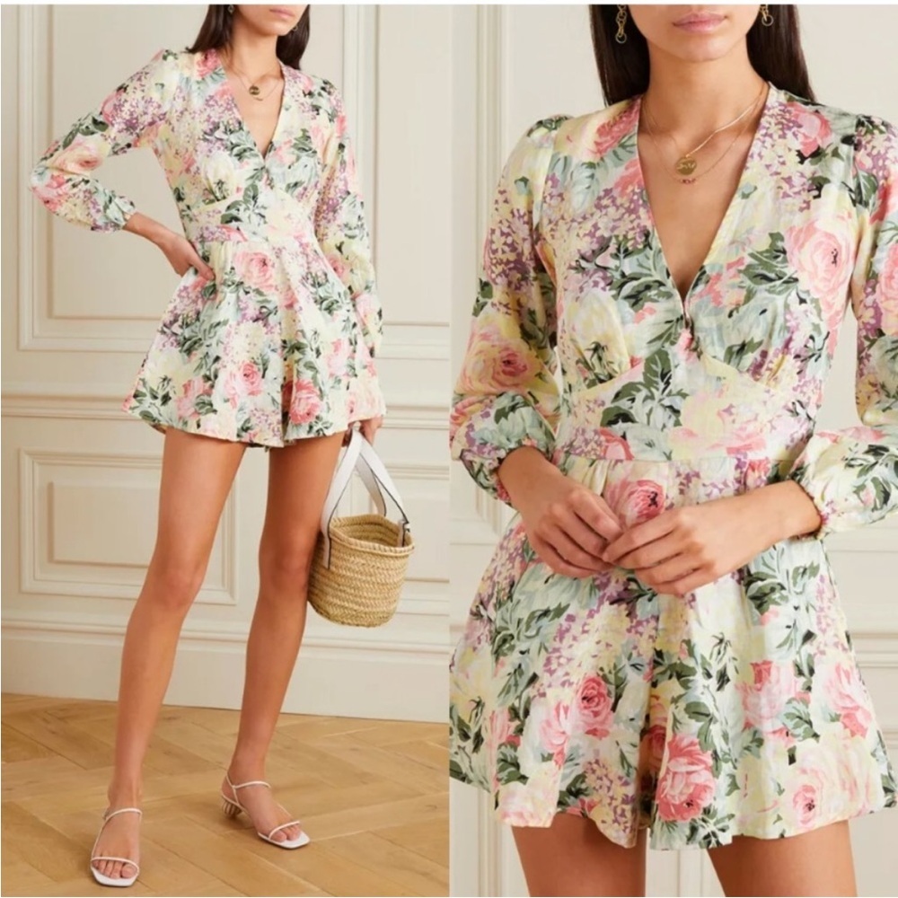 NWT Faithful The Brand MARIBELLE FLORAL LINEN Romper. Size Large
